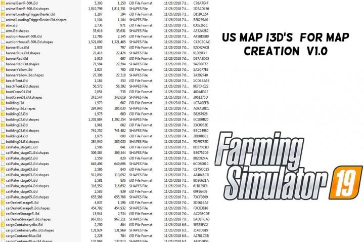 FS19 - Us Map I3D\'s (For Map Creation) V1