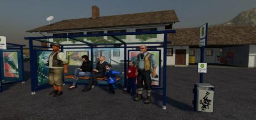Photo of FS19 – Placeable 3 Bus Stops V1