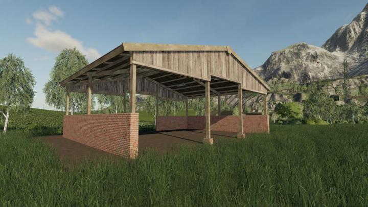 FS19 - Wood Frame Open Sheds With Brick Wall V1