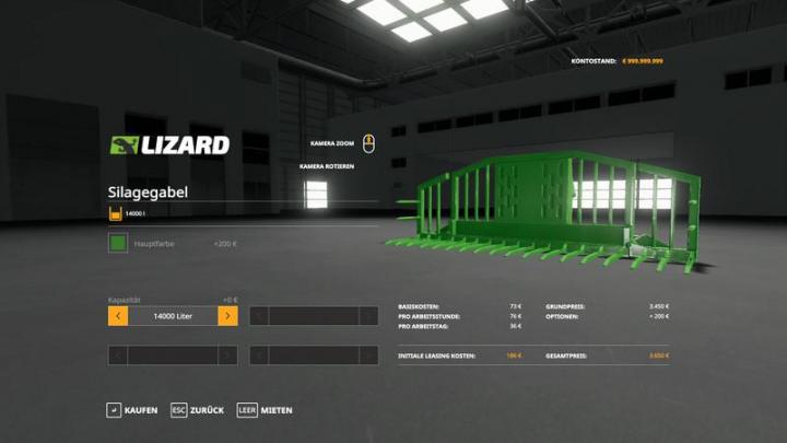 FS19 - Silage Fork With Capacity Selection And Color Choice V1.2