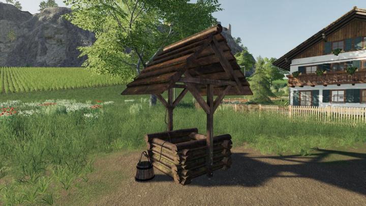 FS19 - Placeable Woodenfountain V1