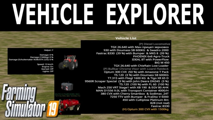 FS19 - Vehicle Explorer V0.9.4.8